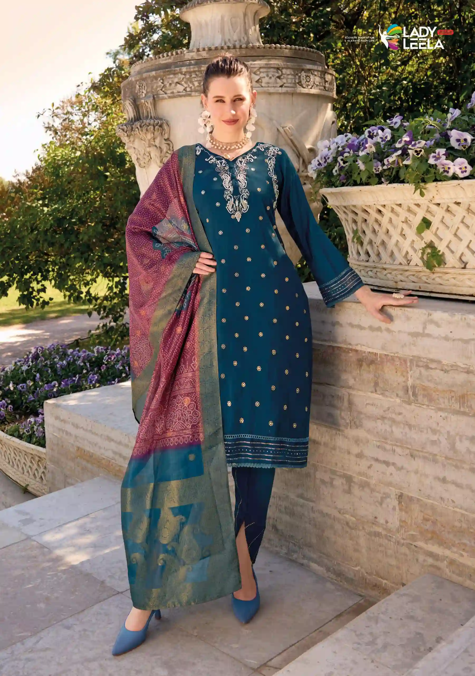 Lady Leela Tulips 2 Viscose Silk Wholesale Fancy Readymade Salwar Suit Catalog — Wholesale Readymade Suit, Lady Leela wholesale from Surat - Gallery Image 6